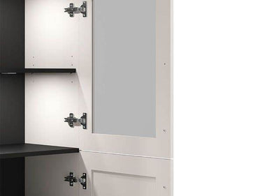 Cassio Cashmere Taupe Panelled Low Display Cabinet - Elegant Storage Solution - UK Luxury Furniture